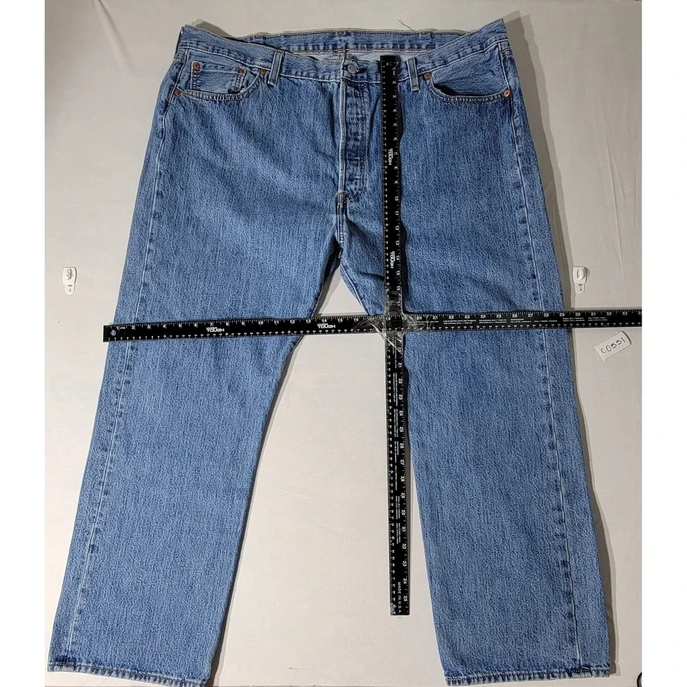 Levis 501 Original Fit Mens Jeans 44x30 Medium Wash Blue Straight Leg Denim